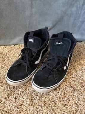 Vans Black and White Mid-Top Skate Sneakers